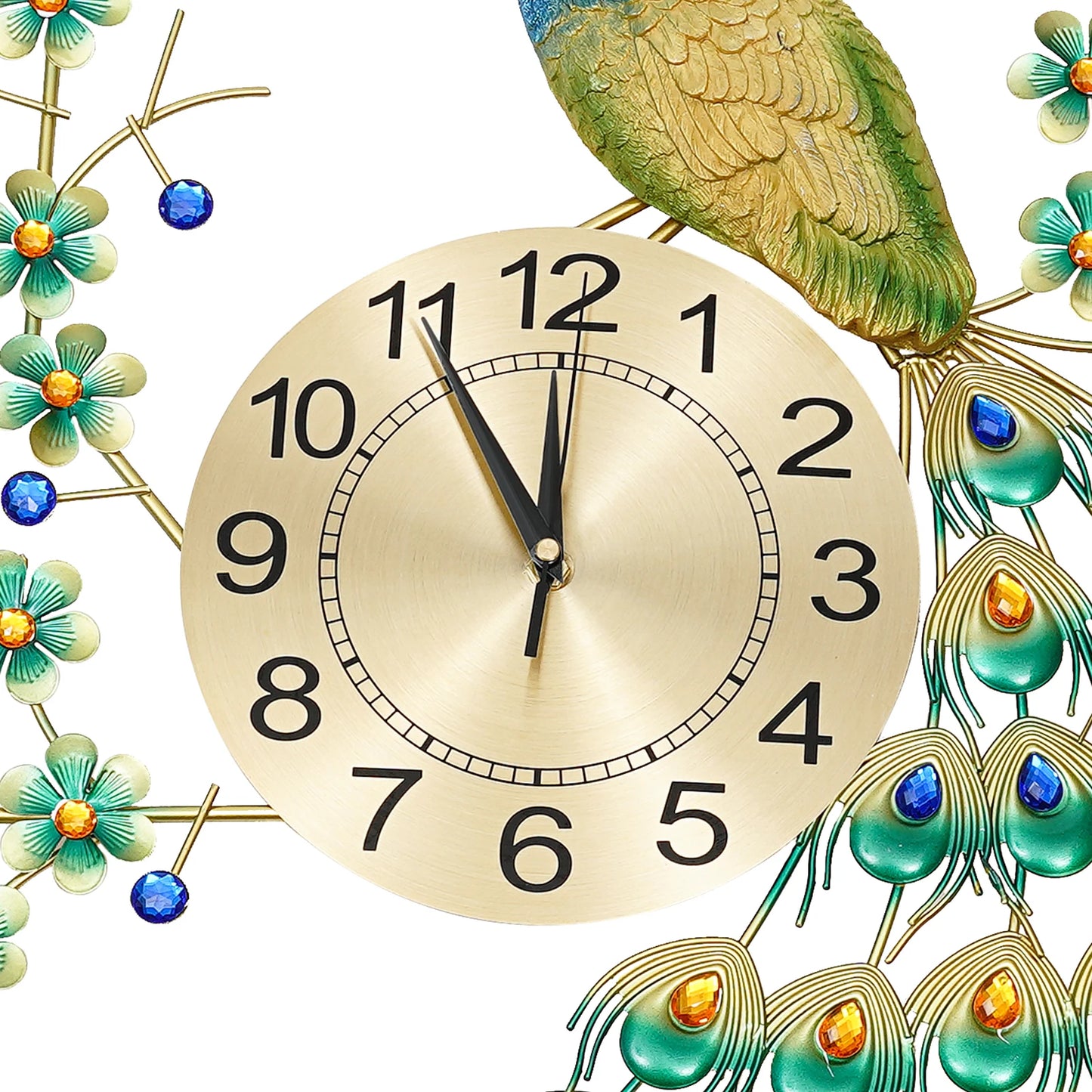 Clock Peacock 3D European Style Hanging Wall Clock Decor