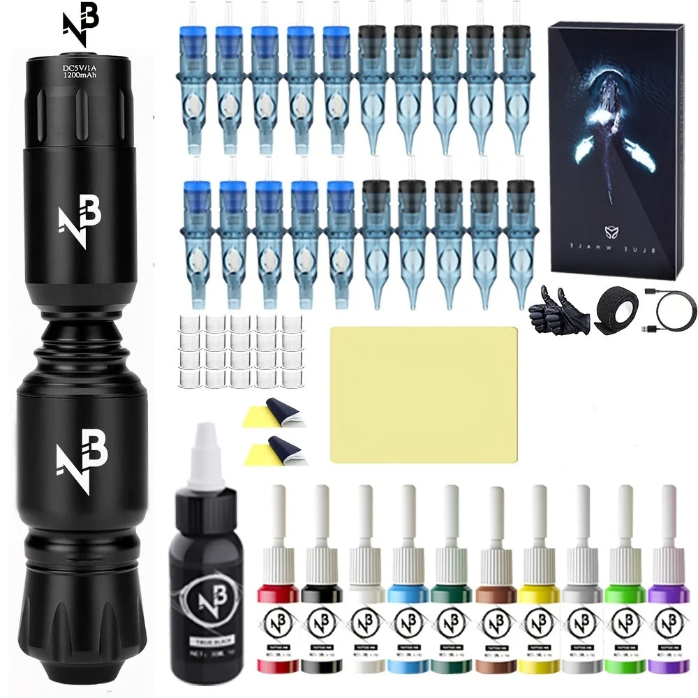 Gold Plume Wireless Tattoo Gun Kit With Power Supply