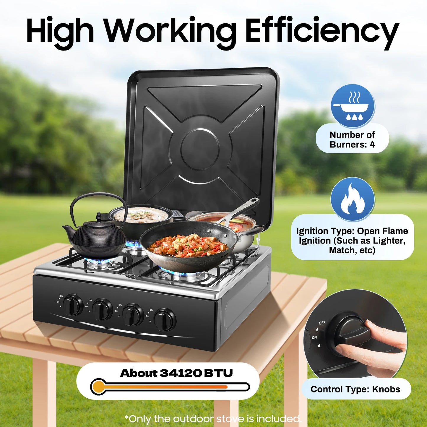 Portable Smokeless 4 Burner Gas Grill With Movable Bracket