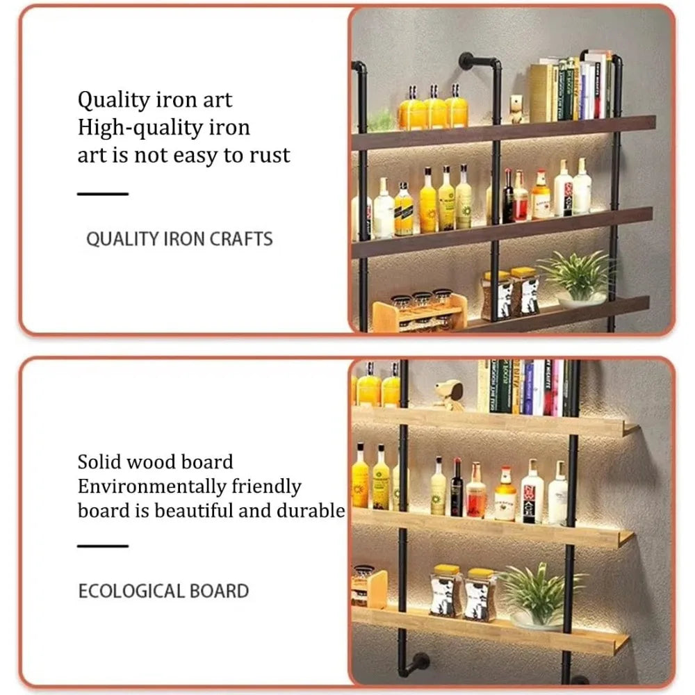 DAFIFY Wall Mount Wine Rack With LED Light And Glass Holder