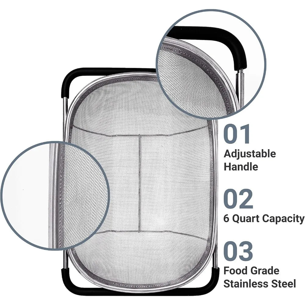 Hignconcerned Over Sink Colander Basket Stainless Mesh