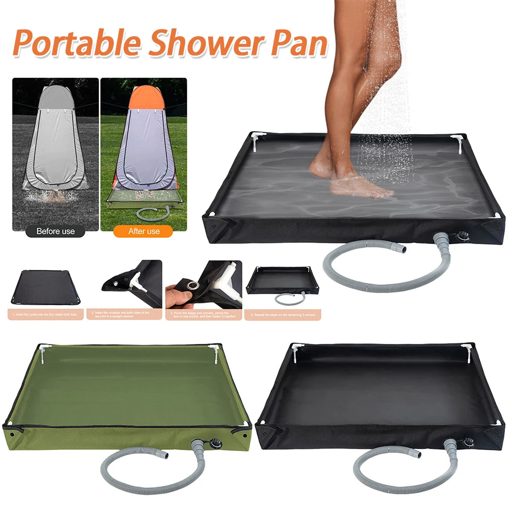 Shunmaii Portable Shower Pan With Drain Hose For Camping RV
