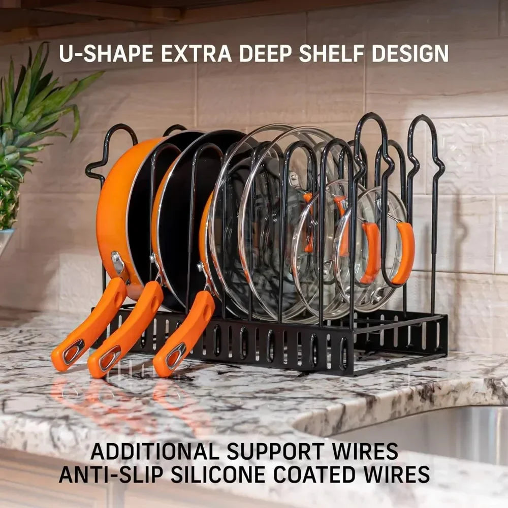 8 Tier Pot And Pan Organizer Rack For Kitchen Cabinet