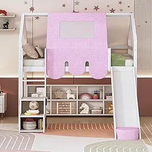 Twin Over Twin Bunk Bed With Drawers And Shelf Playhouse