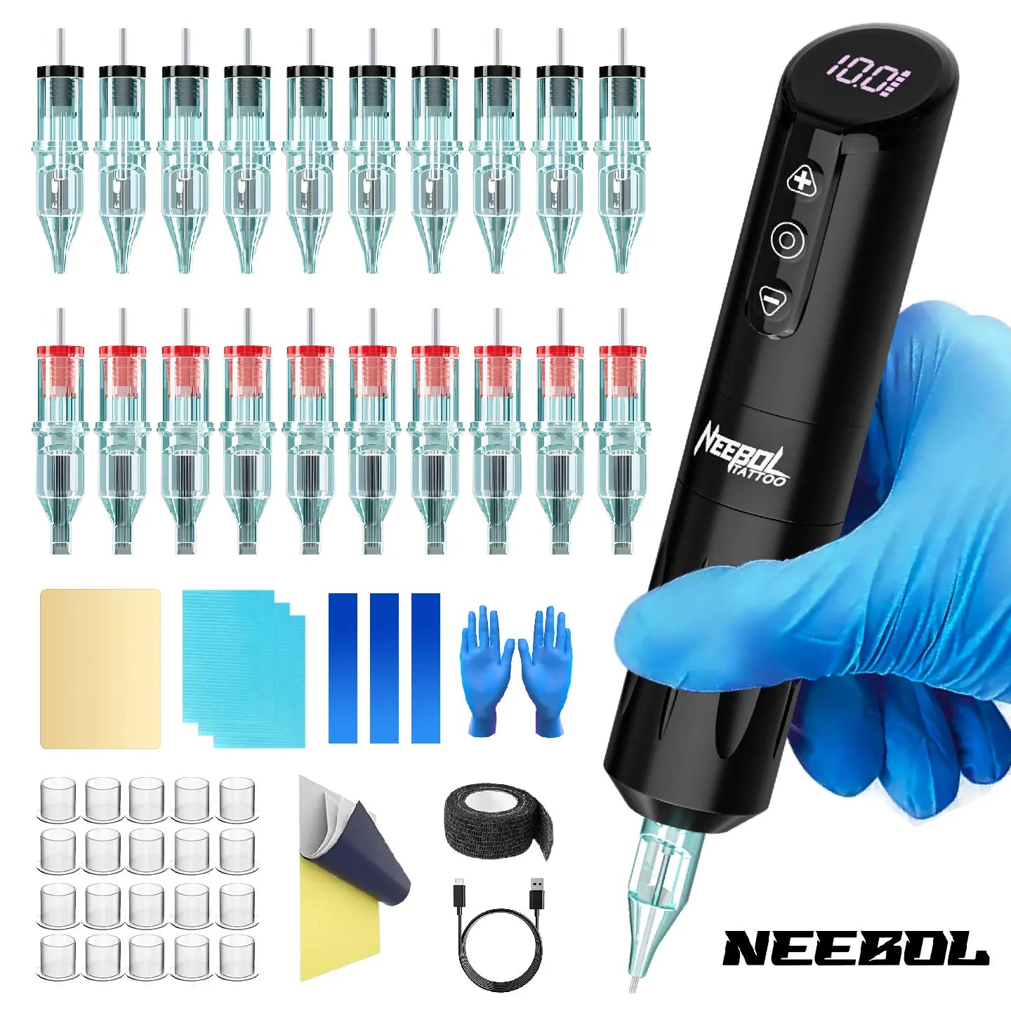 Neebol Unibody Wireless Tattoo Pen Kit With Needles