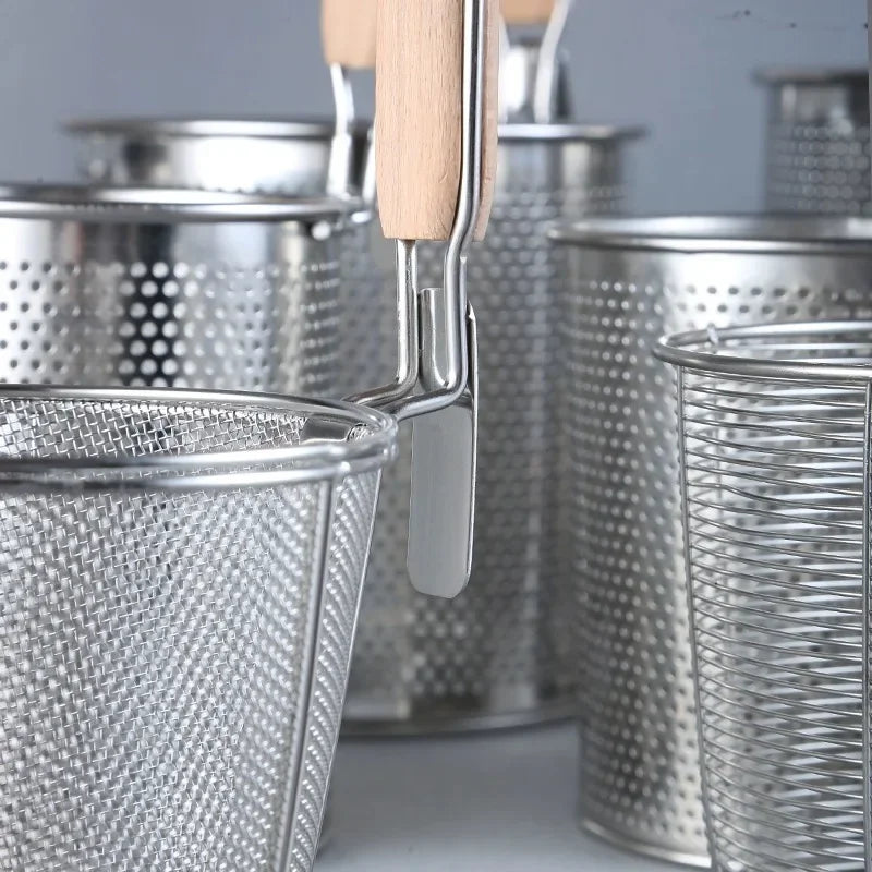 CZSAE Stainless Steel Colander With Wooden Handle Strainer