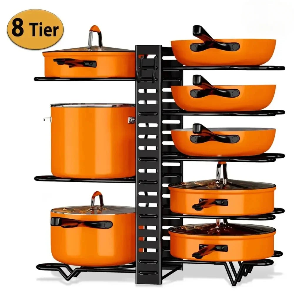 8 Tier Pot And Pan Organizer Rack For Kitchen Cabinet