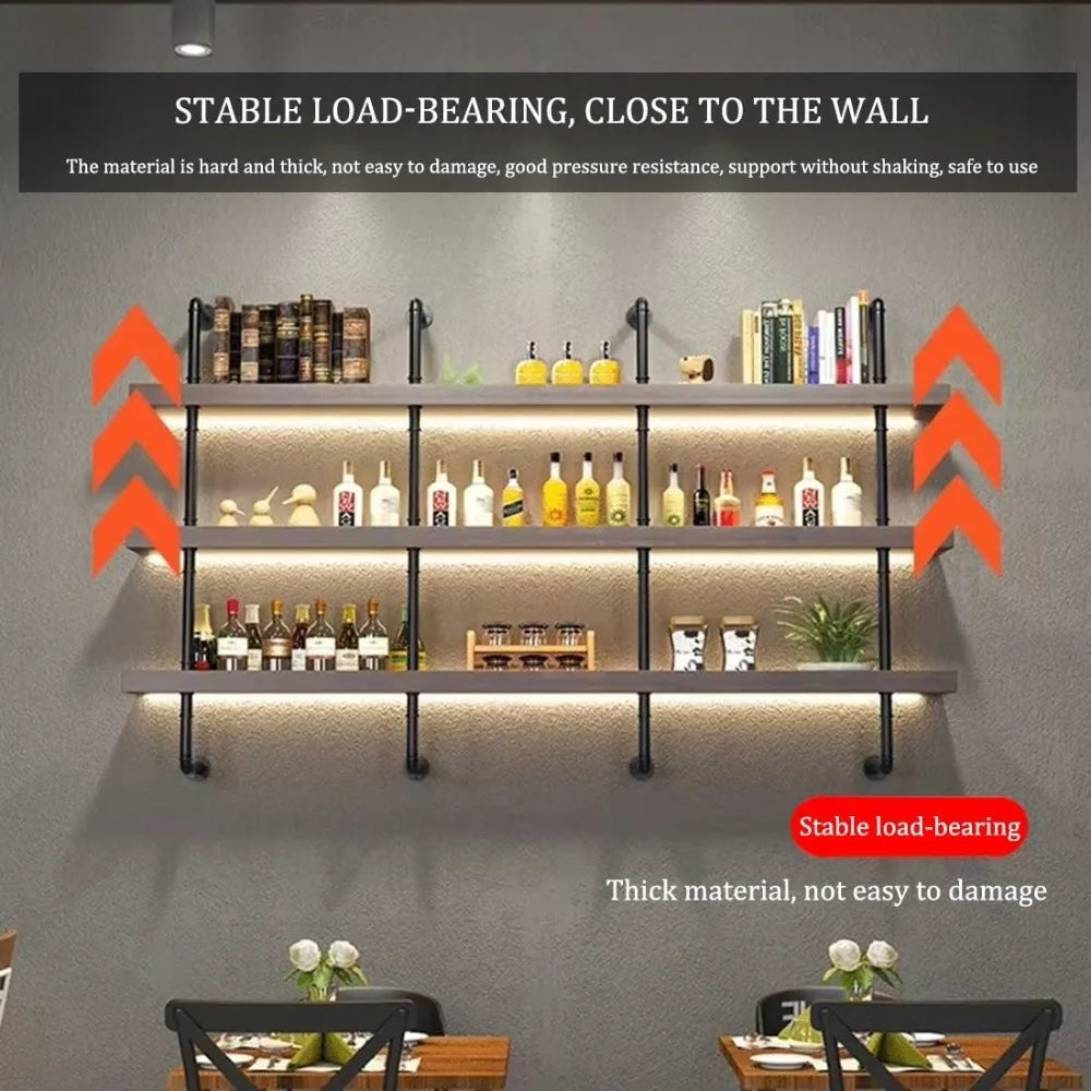 DAFIFY Wall Mount Wine Rack With LED Light And Glass Holder