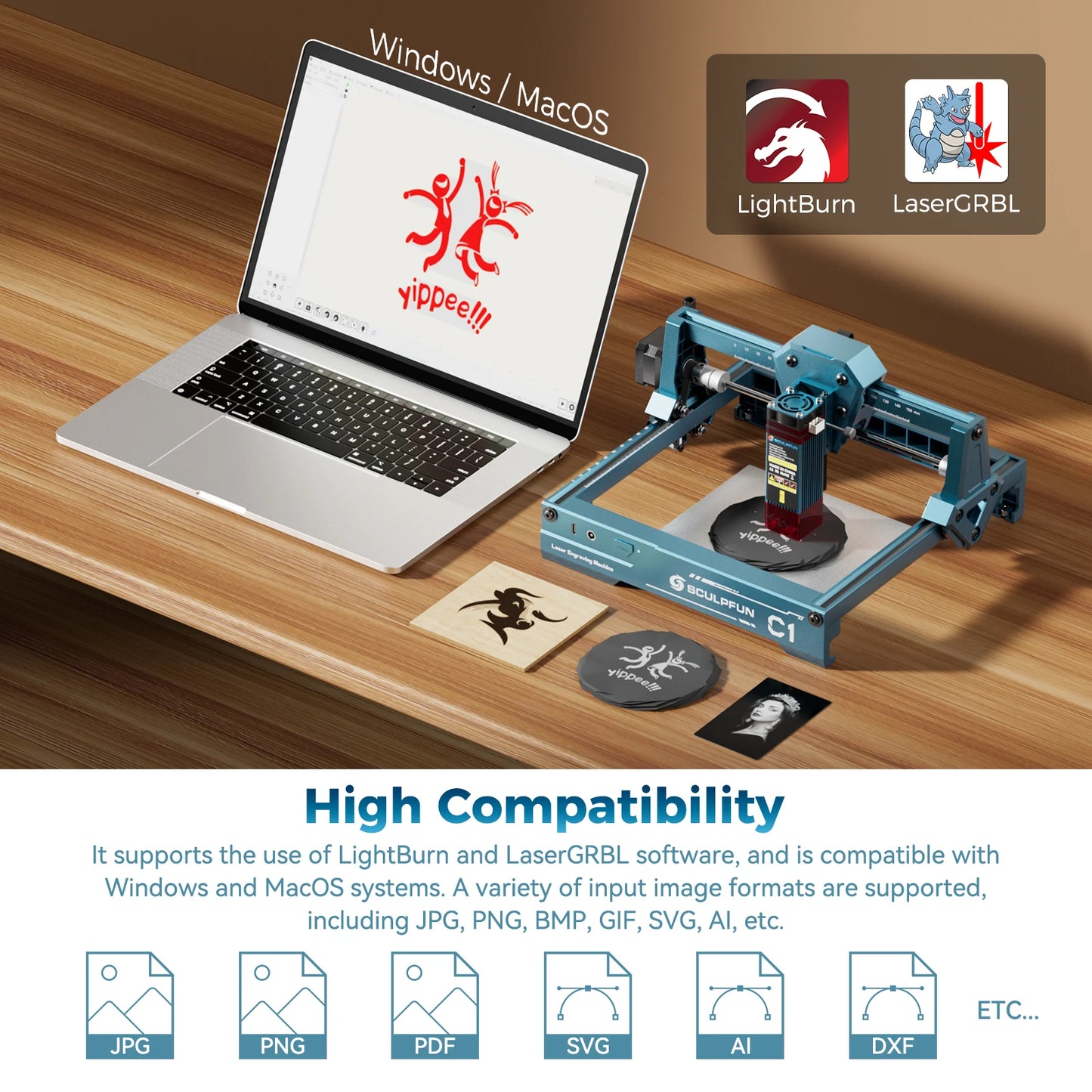 SCULPFUN C1 Laser Engraving Machine 3W High Precision