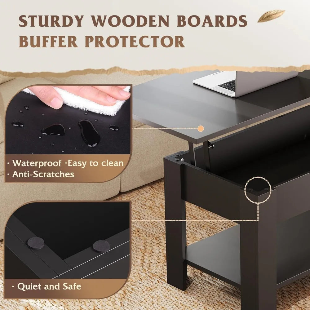 Lift Top Coffee Table With Hidden Compartment And Storage