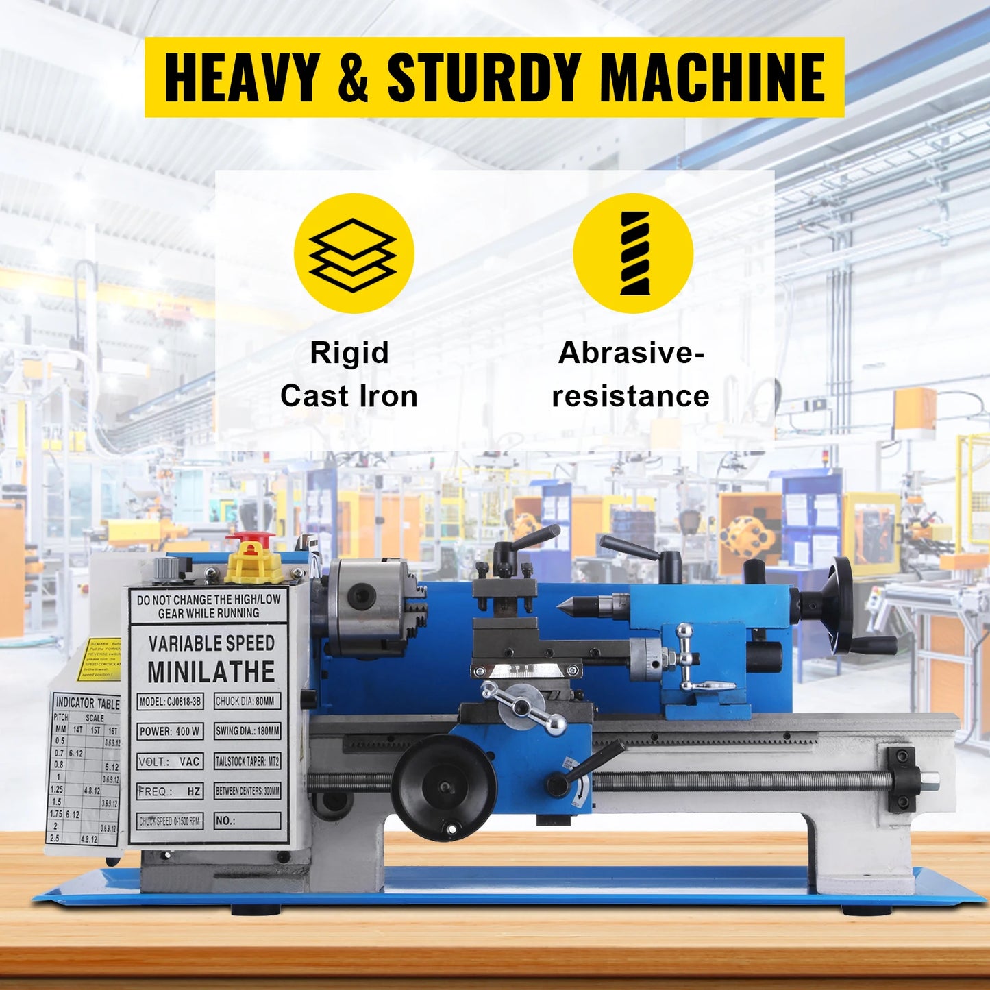 SucceBuy Mini Metal Lathe Machine Variable Speed 550W