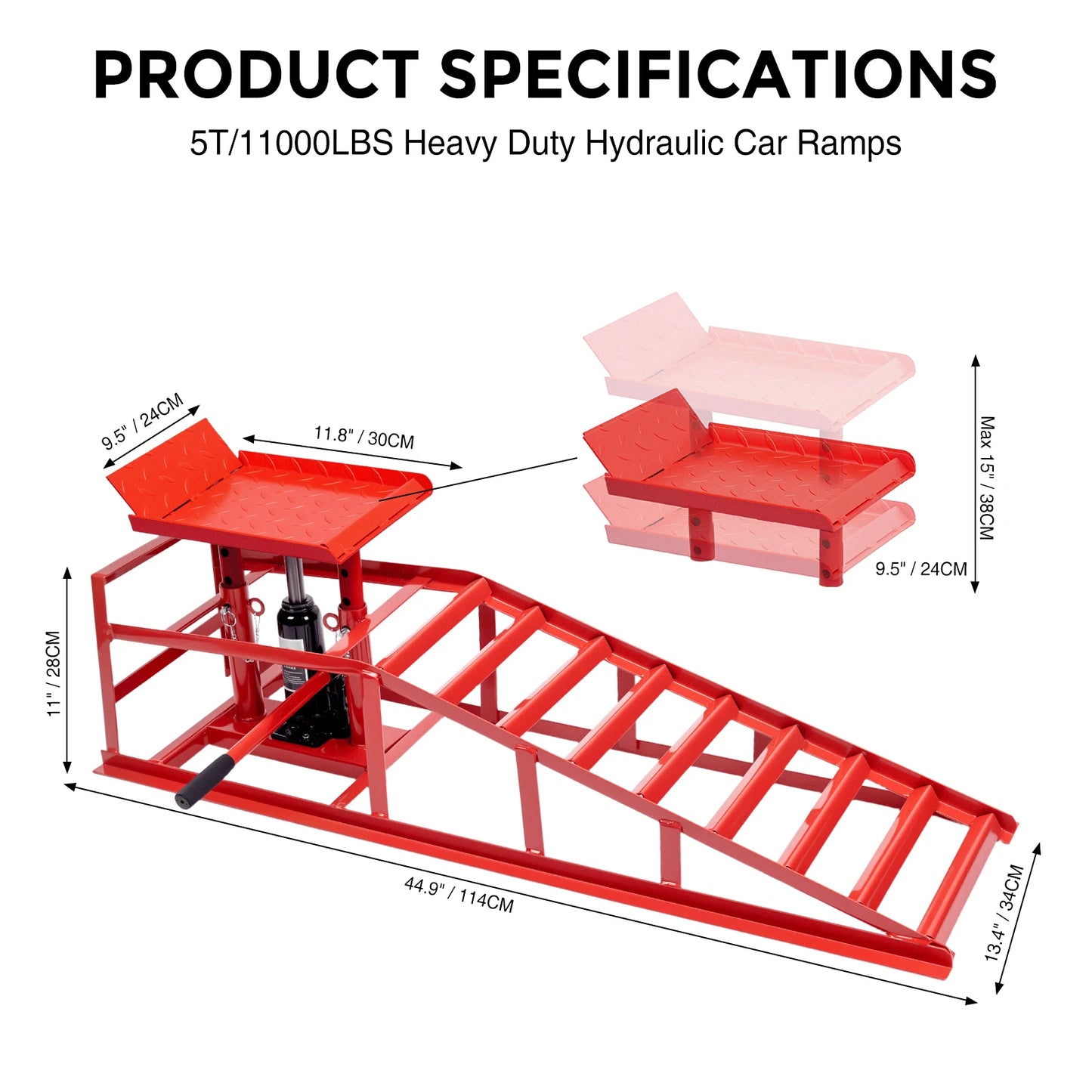 Heavy Duty Hydraulic Car Ramps 11000lbs Floor Jack Lift