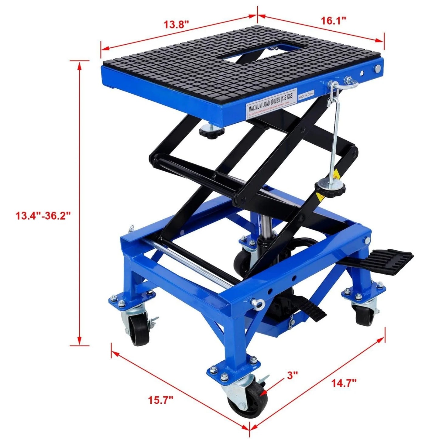 HiMISS Hydraulic Motorcycle Lift 350 Lb Capacity Foot Pedal
