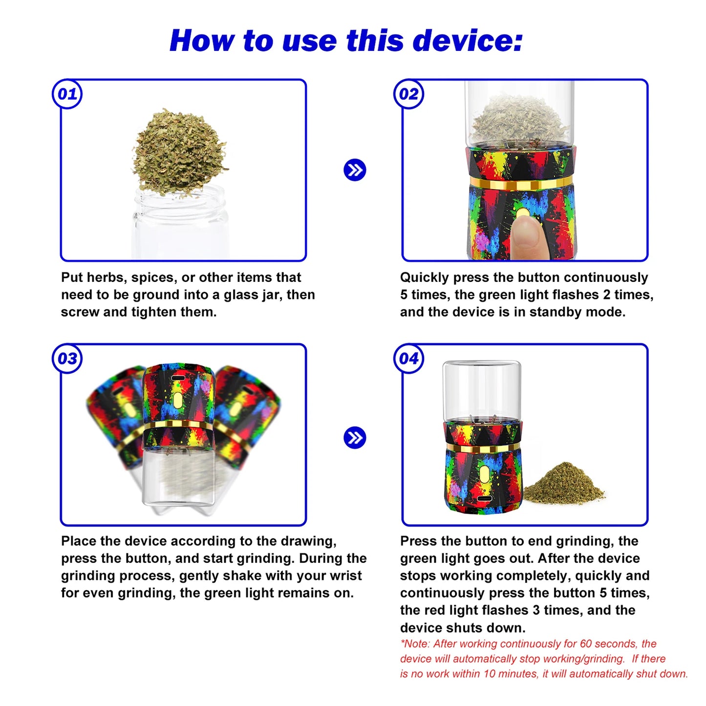 LTQ Vapor Electric Herb Grinder Portable USB Rechargeable