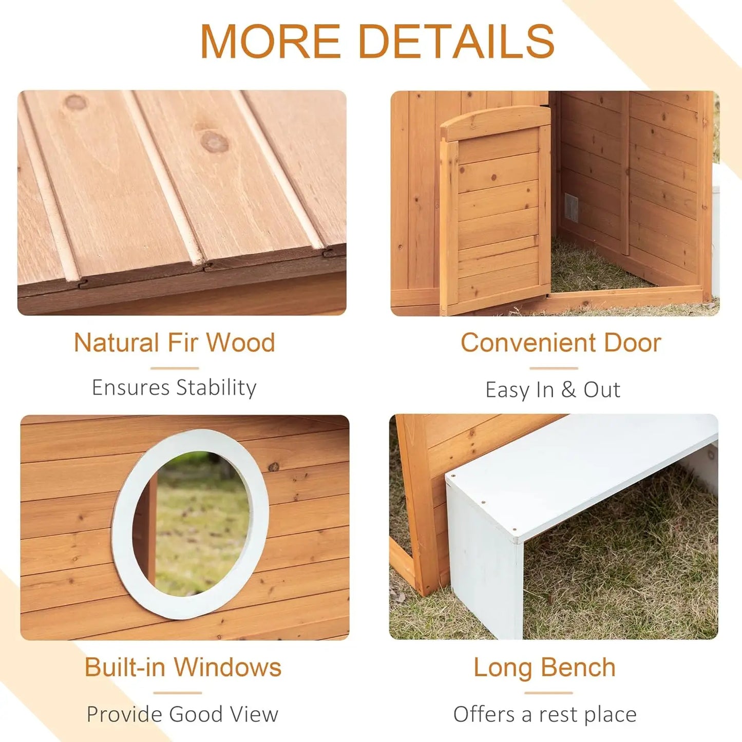 XMSJ Wooden Kids Playhouse Outdoor With Working Door