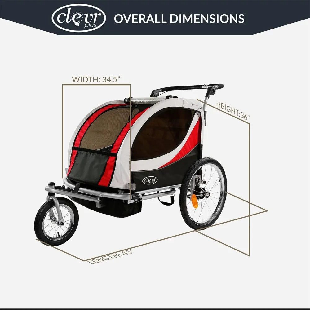 Deluxe Three In One Double Seat Bicycle Trailer Jogger