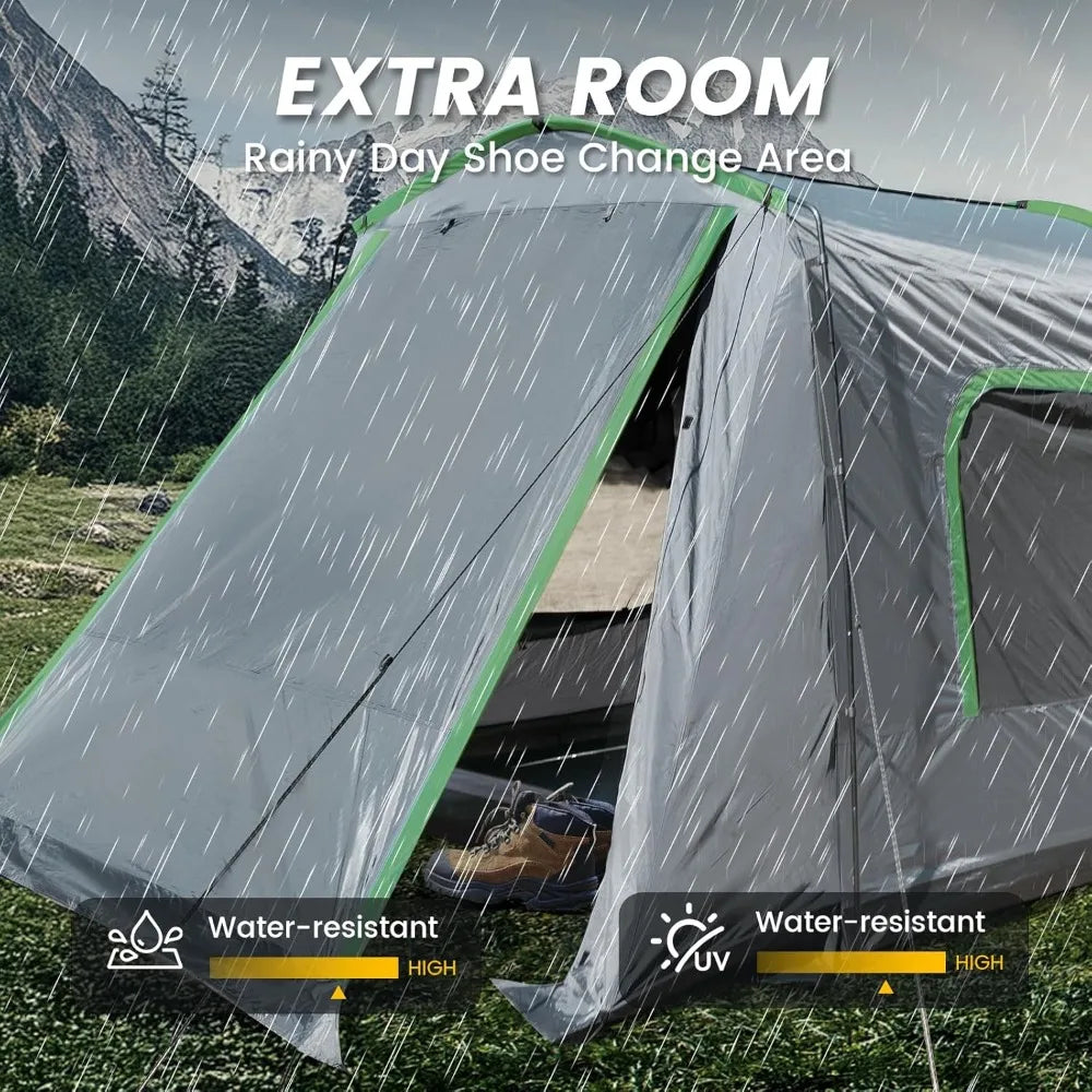 Hot-Sell! 5-9 Person Rectangle Car Tent for Family, Waterproof & Windproof for Car Camping, Large Camping Tents with Storage Bag