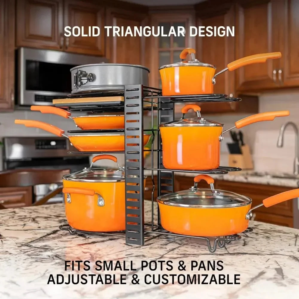 8 Tier Pot And Pan Organizer Rack For Kitchen Cabinet