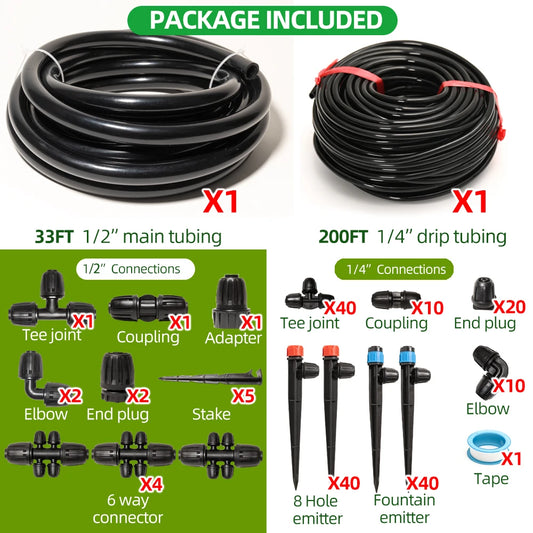 Drip Irrigation Kit With Adjustable Drippers Locking