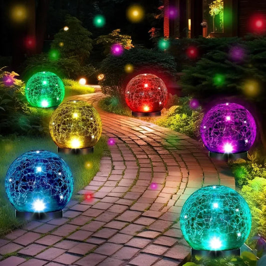 6 Pack Solar Globe Lights Outdoor Crystal Ball Lawn Decor