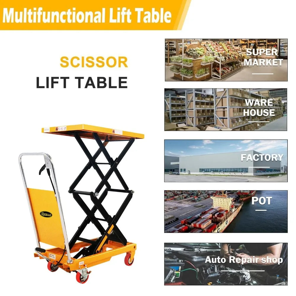 Double Scissor Hydraulic Lift Table Cart 770 Lb Capacity