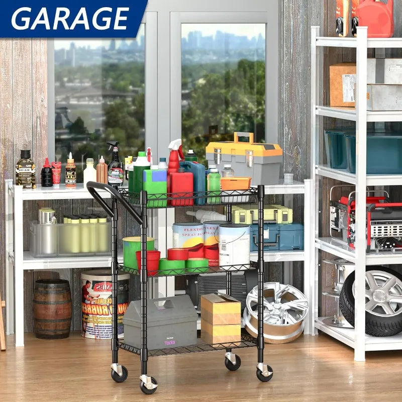 Huanhui 3 Tier Heavy Duty Rolling Utility Cart With Wheels