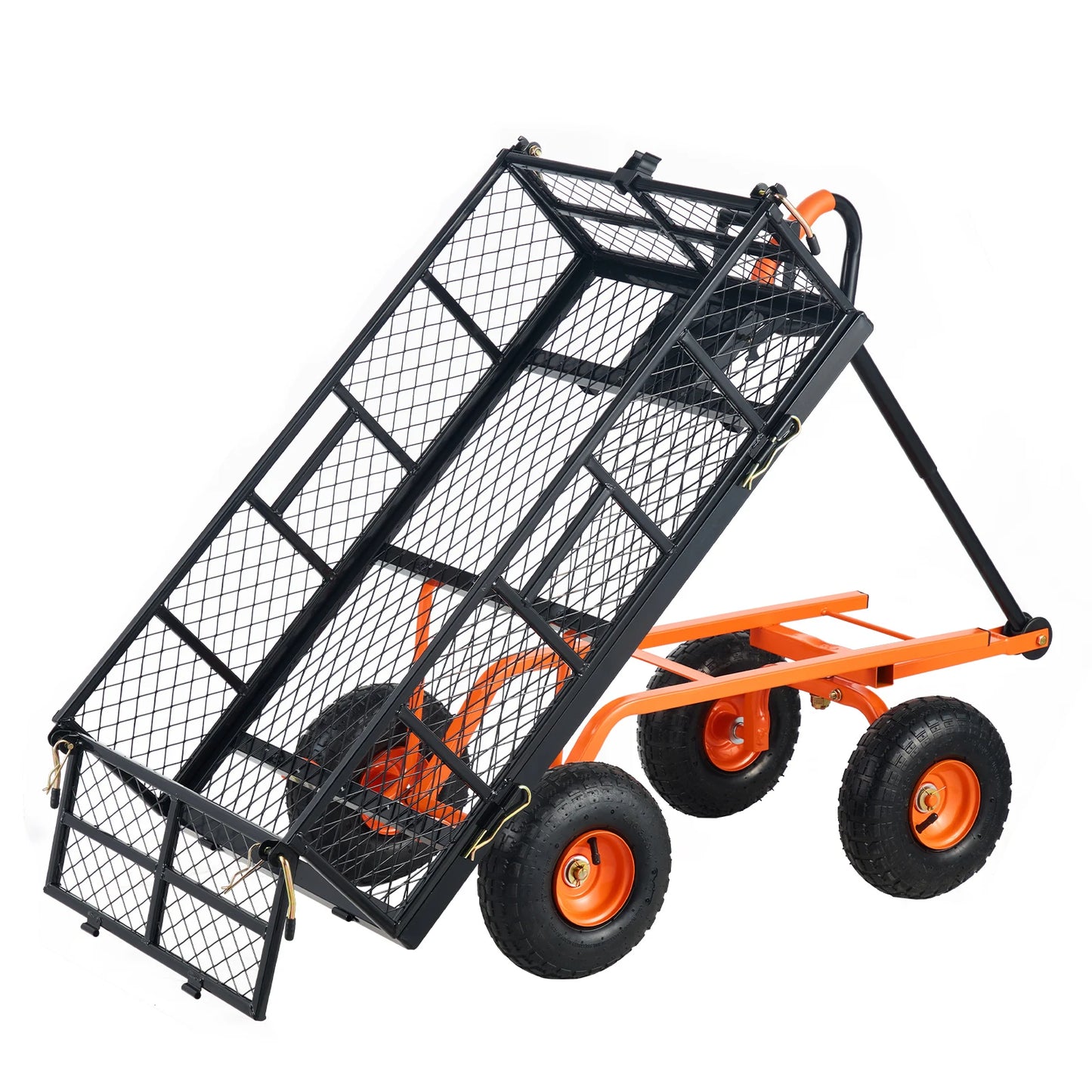 SucceBuy Garden Cart Sturdy Metal Utility Dump Cart