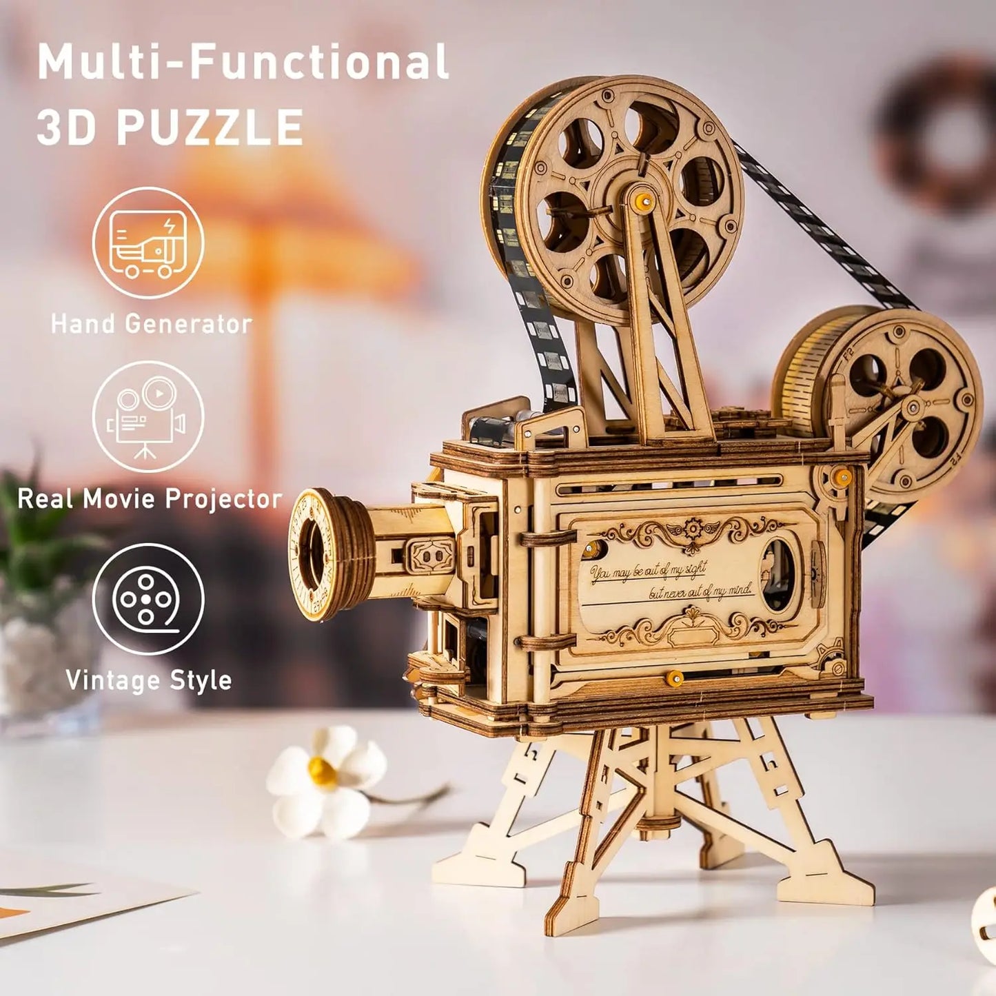 Robotime Hand Crank Vitascope 3D Wooden Puzzle Toy