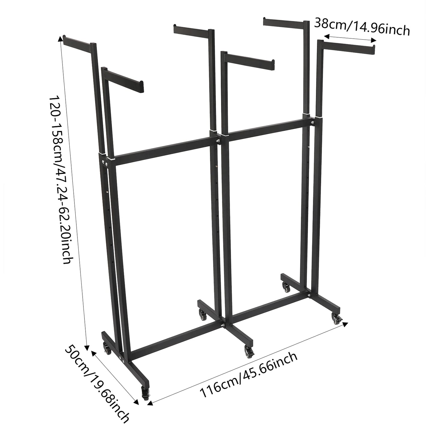 Bymaocar Garment Rack With Wheels Adjustable Six Arm