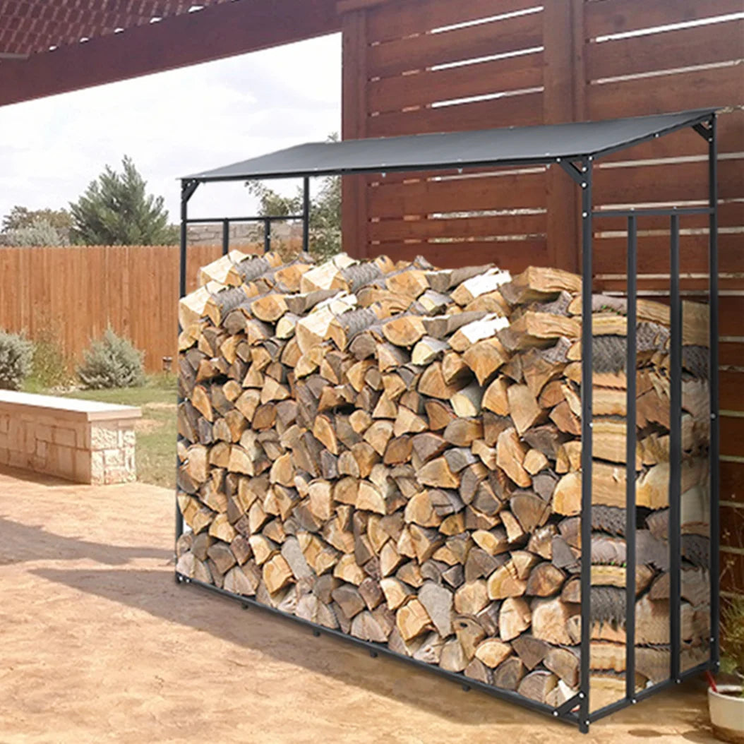 Heavy Duty Outdoor Firewood Log Rack With Top Cover