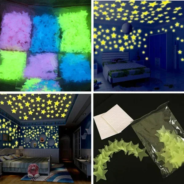 Glow In The Dark Star Wall Stickers Luminous 3D Decor