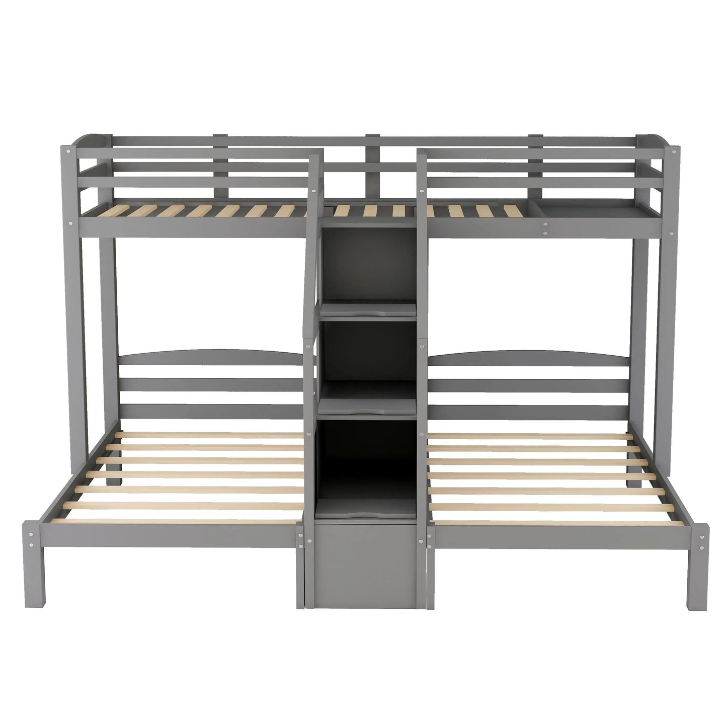 Twin Over Twin Bunk Bed With Built In Staircase And Storage