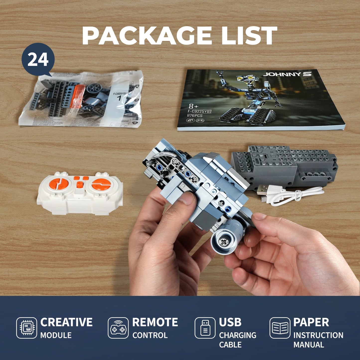 Johnny 5 Robot Building Blocks Set 1176 Pieces With Remote