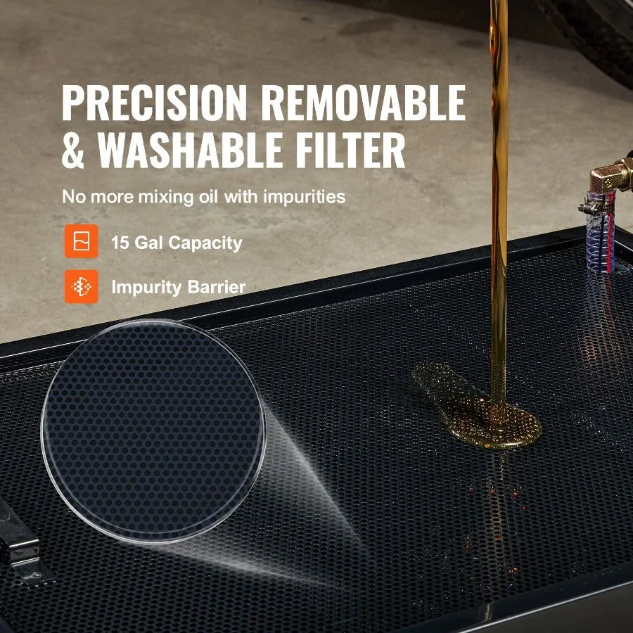 Low Profile Oil Drain Pan With Electric Pump And Hose