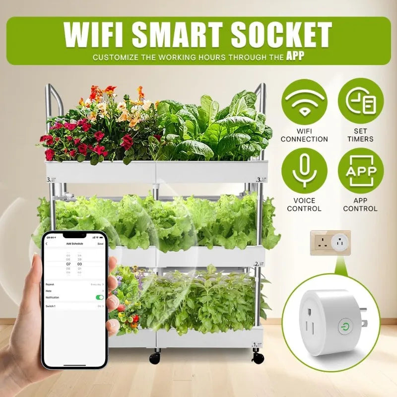 Tiered Indoor Hydroponics System Kit 72 Pods Grow Lights