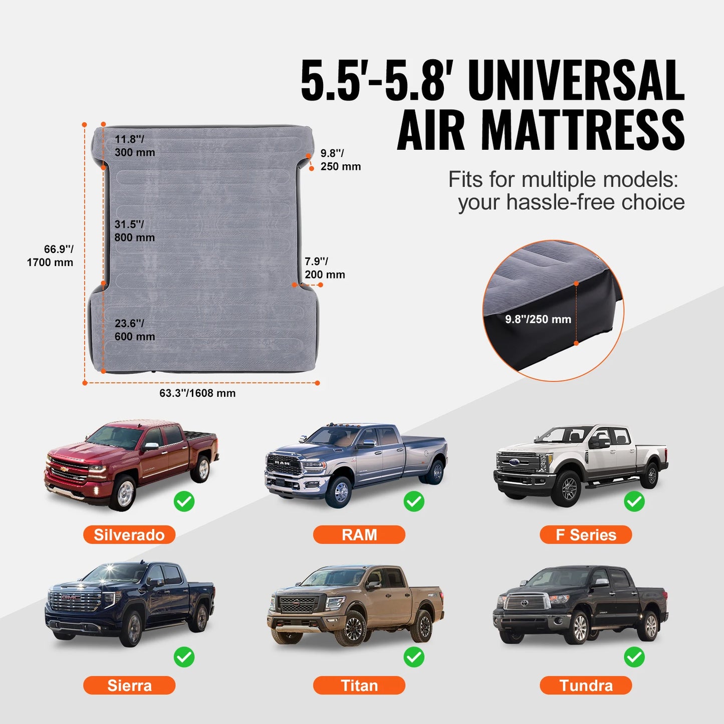 Truck Bed Air Mattress For Camping And Trips Waterproof