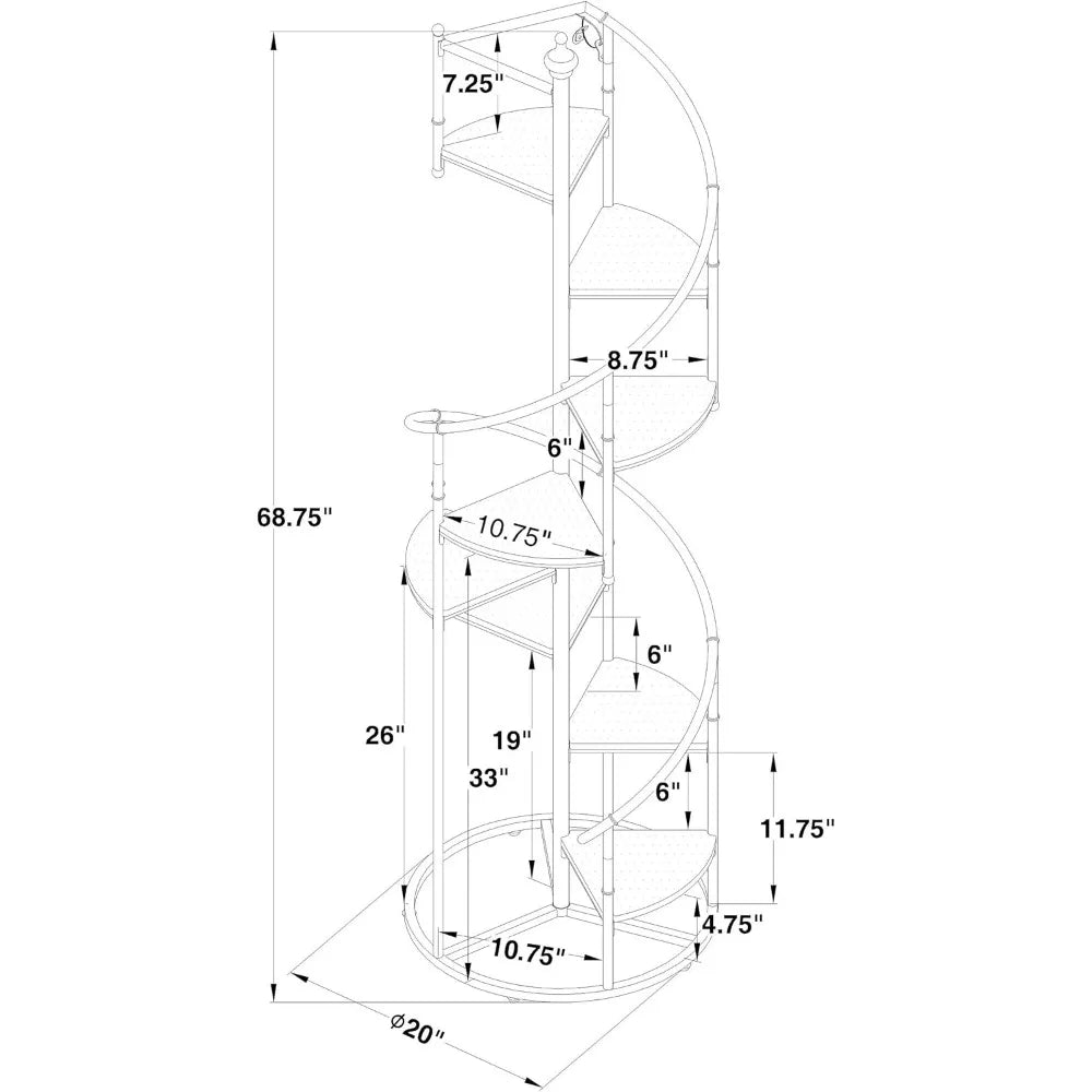 RBXC Rustic Eight Shelf Bookcase Laminate Wood Storage Unit Floor Mounted Living Room