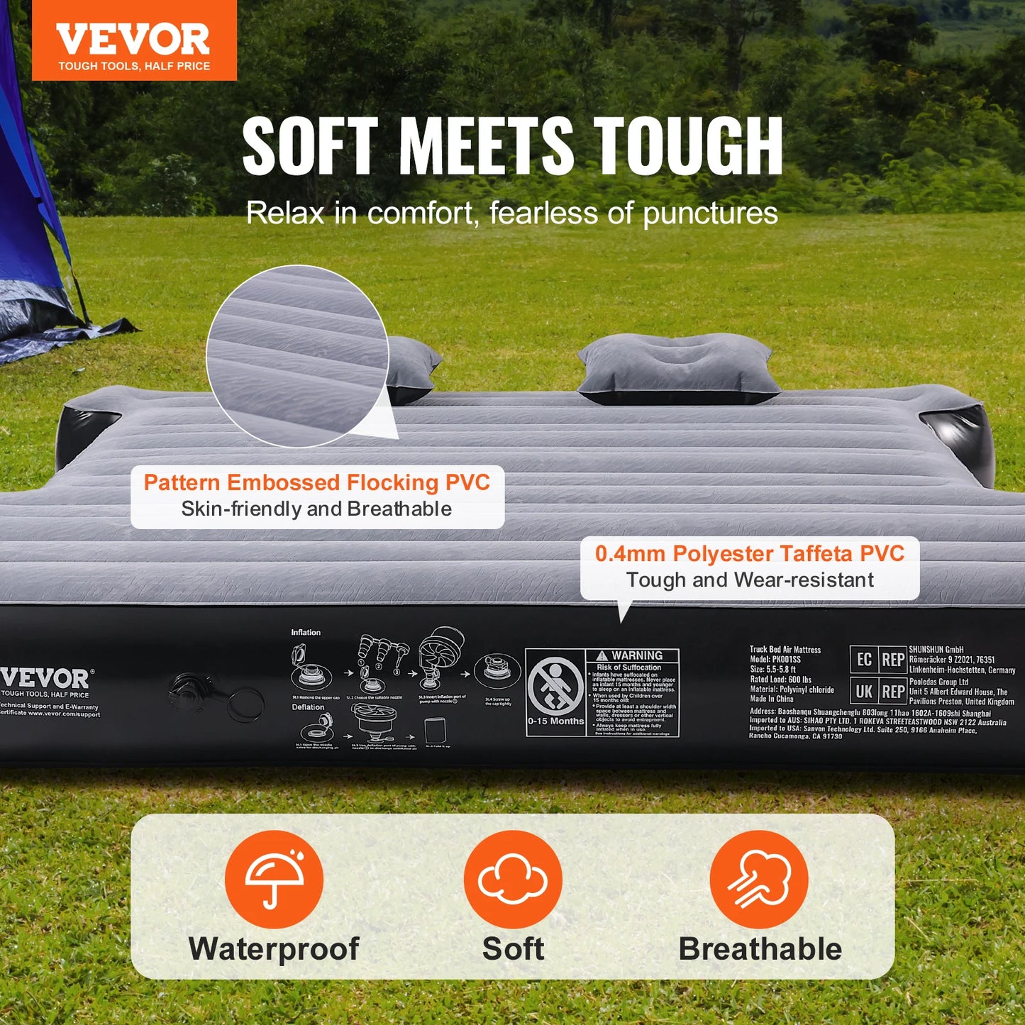 Truck Bed Air Mattress For Camping And Trips Waterproof