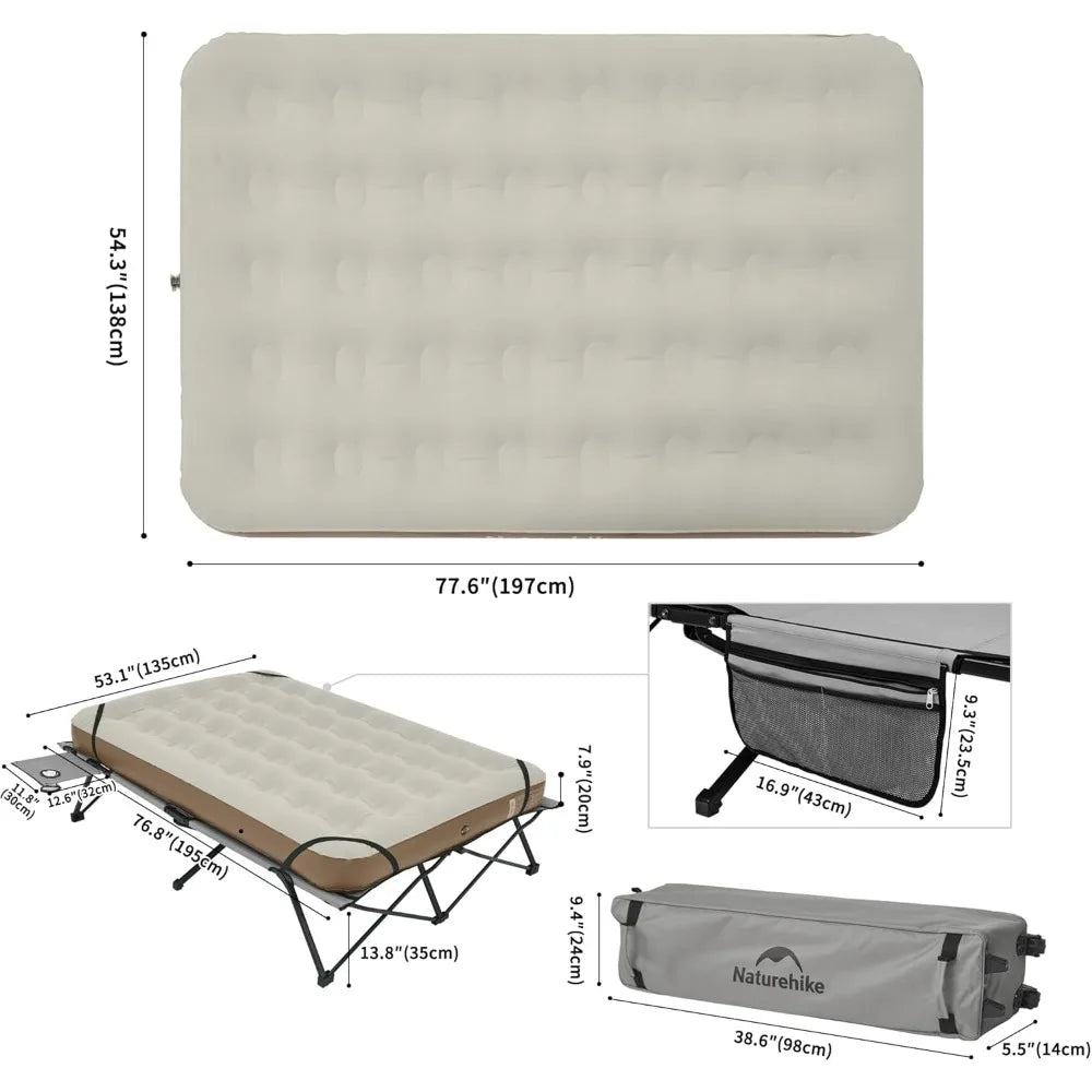 Camping Cot With Air Mattress And Side Table For Adults