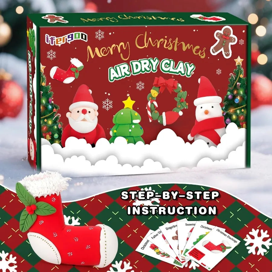 Air Dry Clay Christmas Kit Featuring 6 Festive Molding Tools