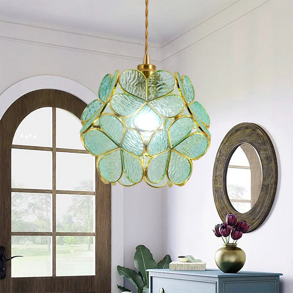 Vetrulus Flower Lantern Crystal Pendant Light Kitchen