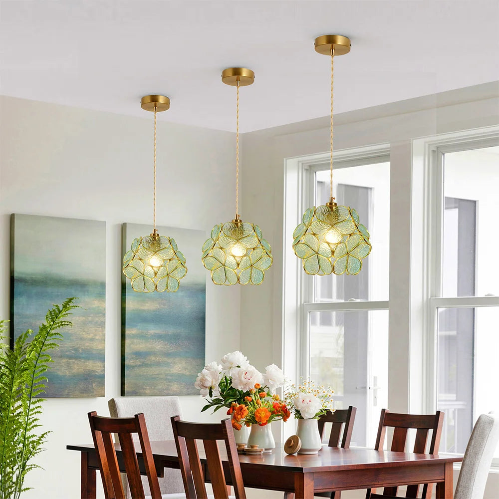 Vetrulus Flower Lantern Crystal Pendant Light Kitchen