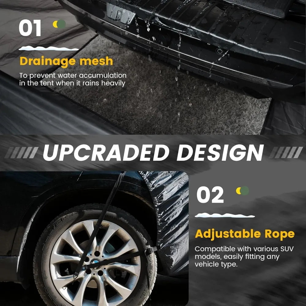 Hot-Sell! 5-9 Person Rectangle Car Tent for Family, Waterproof & Windproof for Car Camping, Large Camping Tents with Storage Bag