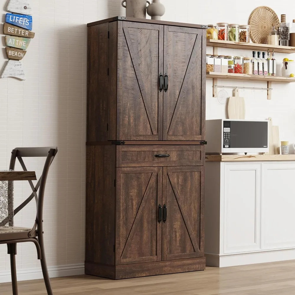 RBX Pantry Cabinet With 3 Drawers And Barn Door Shelves