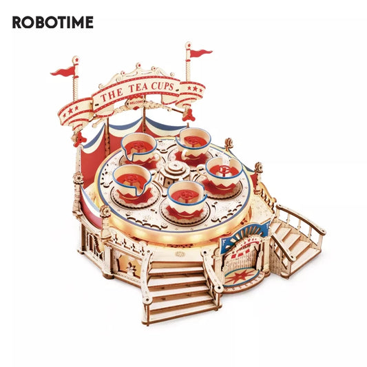 Robotime Tilt A Whirl Tea Cup Amusement Park 3D Puzzle