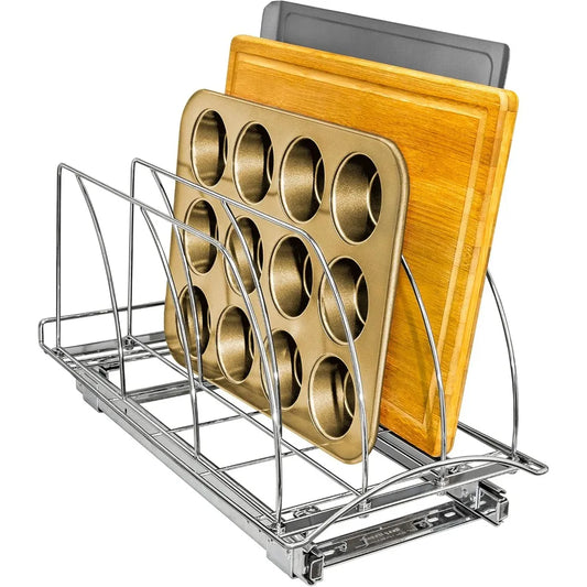 Pull Out Cutting Board Organizer Rack For Kitchen Cabinet