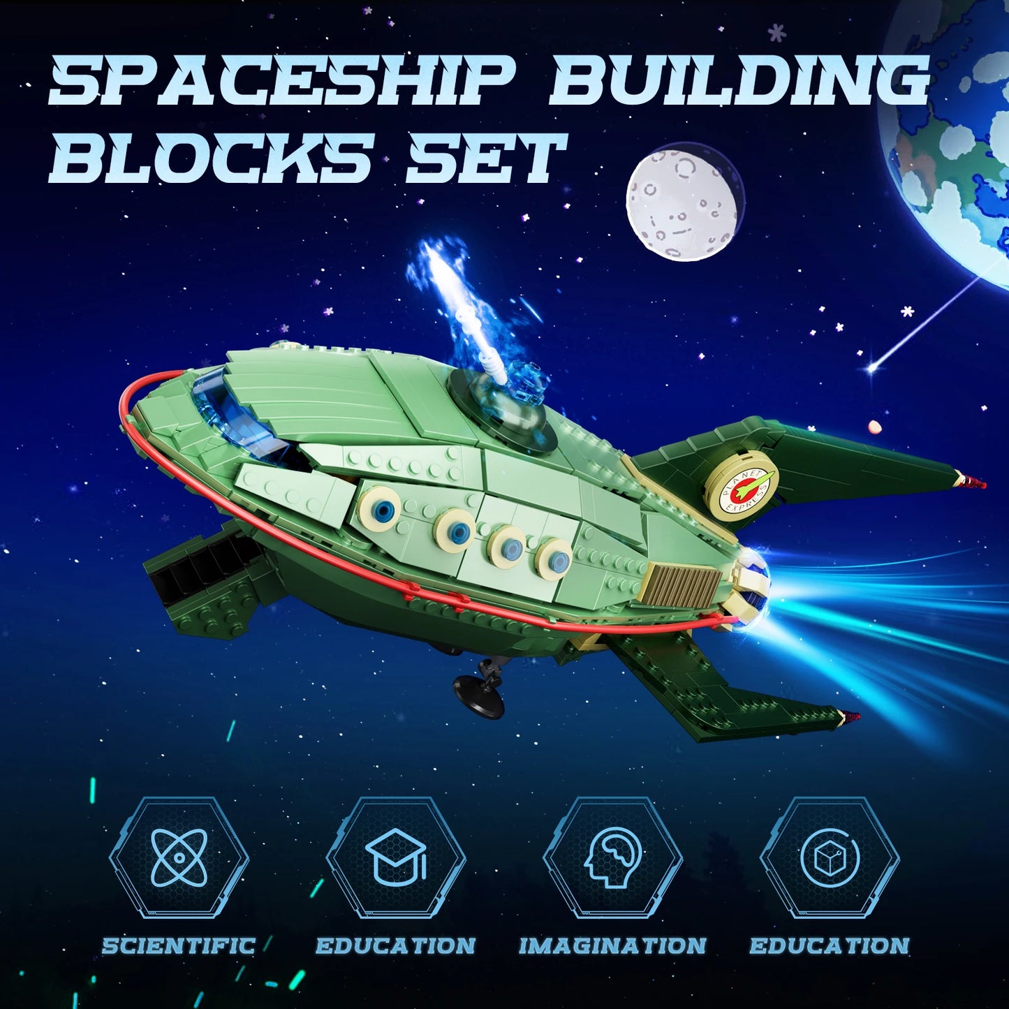 BuildMoc Back Future Planet Express Ship Blocks Kit