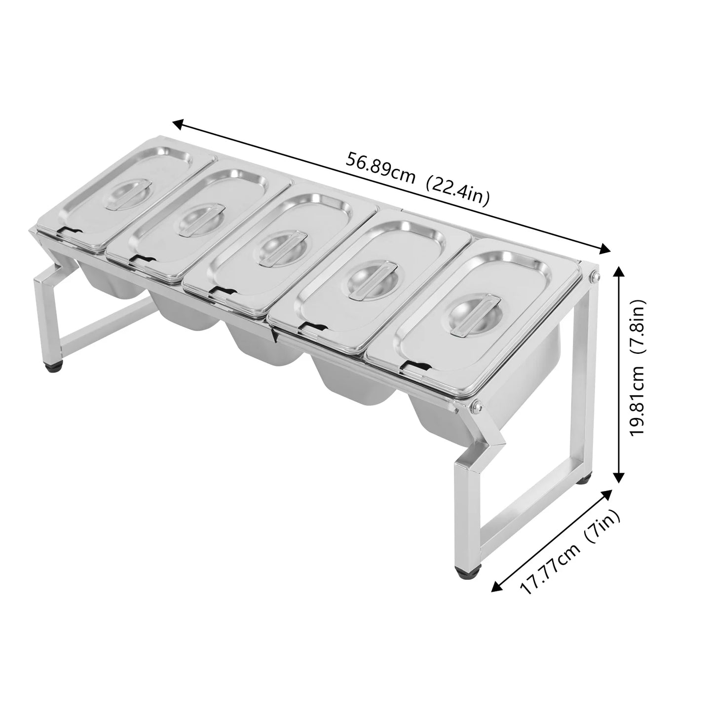 Stainless Steel Spice Rack With 5 Pans And Adjustable Length