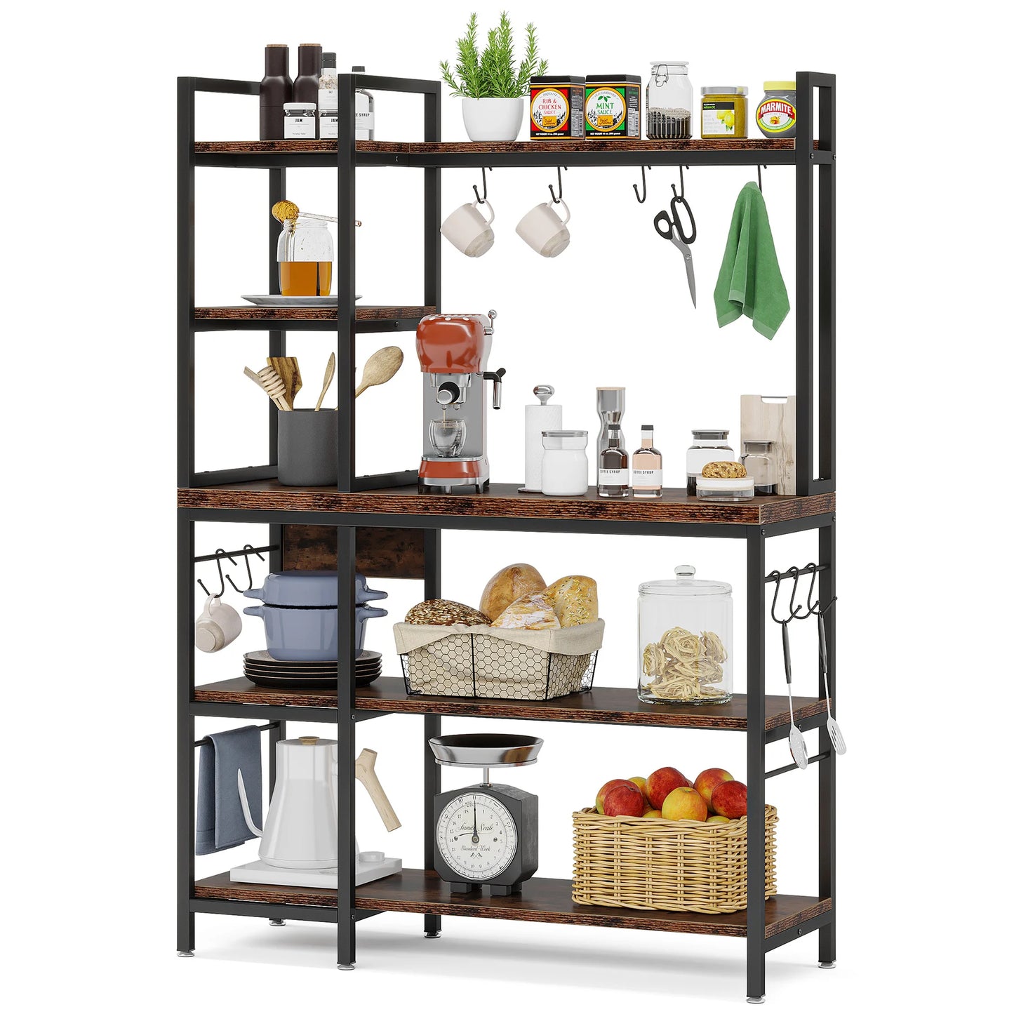 Tribesigns Kitchen Baker Rack With Storage And Hooks