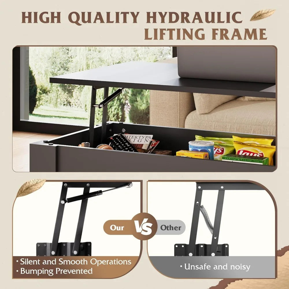 Lift Top Coffee Table With Hidden Compartment And Storage